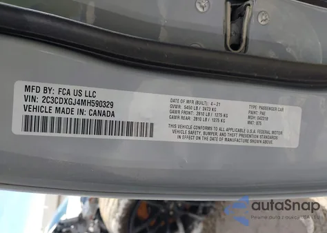 2021 Dodge Charger Scat Pack Rwd from USA, damaged, VIN 2C3CDXGJ4MH590329